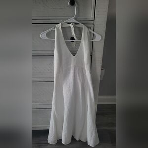 White Eyelet Halter Dress